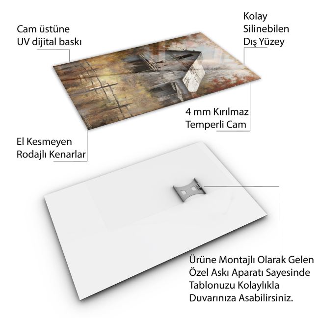 Vintage Cam Tablo - Türkiye Manzaraları - Dikey Motif 01-007 30 x 45