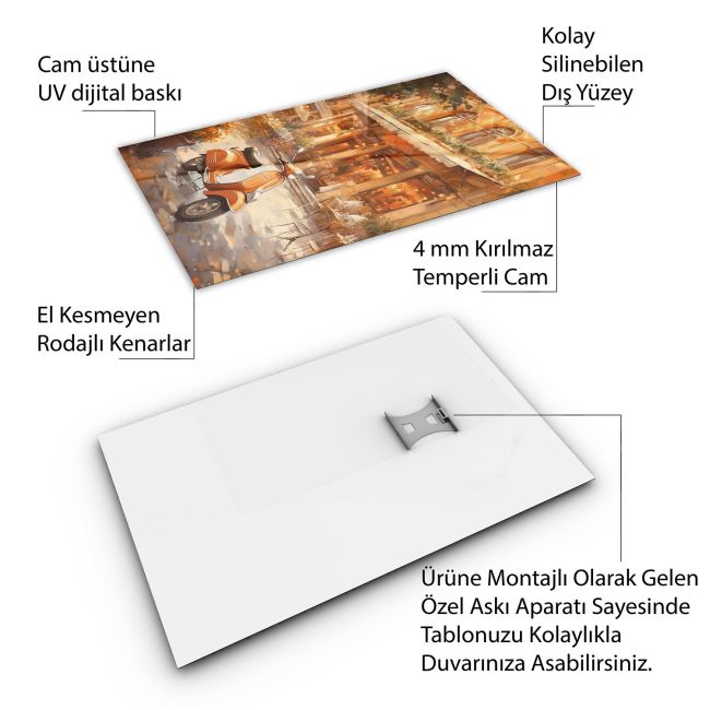 Vintage Cam Tablo - Türkiye Manzaraları - Dikey Motif 01-010 70 x 100