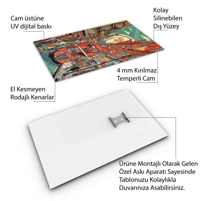 Vintage Cam Tablo - Türkiye Manzaraları - Dikey Motif 01-011 30 x 45