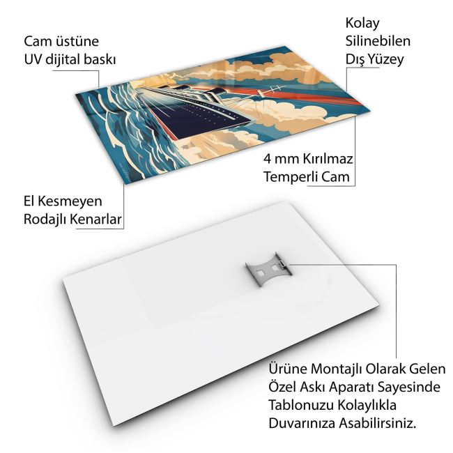Vintage Cam Tablo - Türkiye Manzaraları - Dikey Motif 01-012 30 x 45