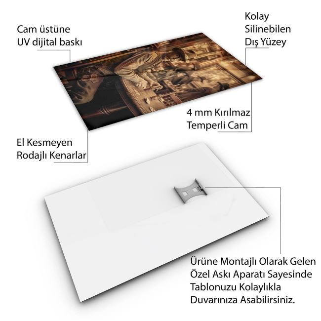 Vintage Cam Tablo - Türkiye Manzaraları - Dikey Motif 01-013 30 x 45