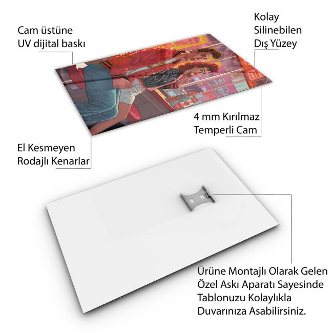 Vintage Cam Tablo - Türkiye Manzaraları - Dikey Motif 01-014 30 x 45