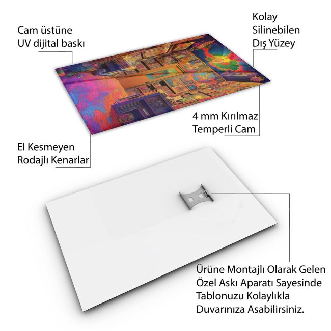 Vintage Cam Tablo - Türkiye Manzaraları - Dikey Motif 01-015 70 x 100
