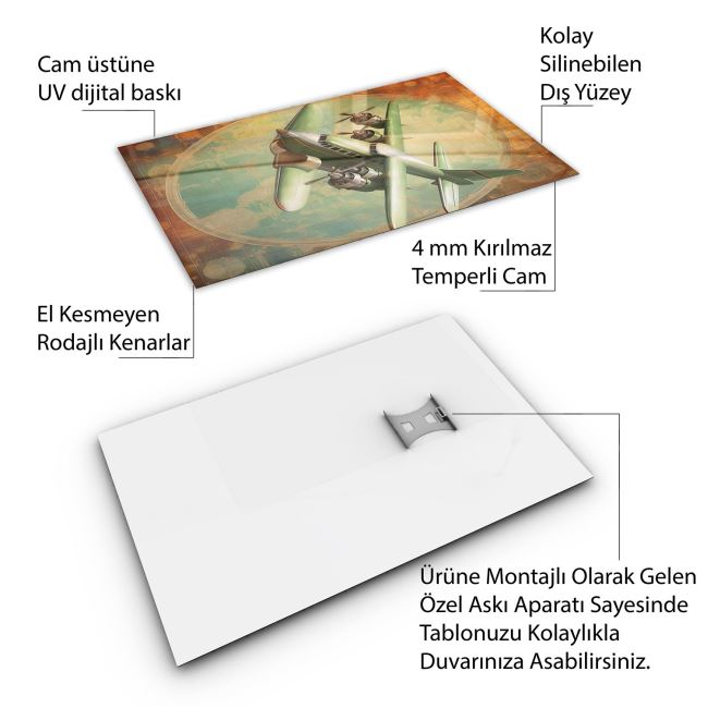 Vintage Cam Tablo - Türkiye Manzaraları - Dikey Motif 01-018 30 x 45