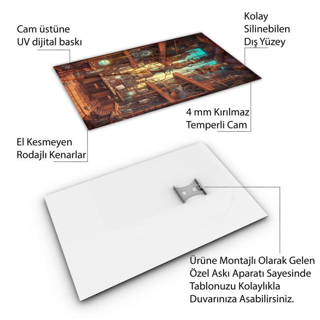 Vintage Cam Tablo - Türkiye Manzaraları - Dikey Motif 01-019 30 x 45
