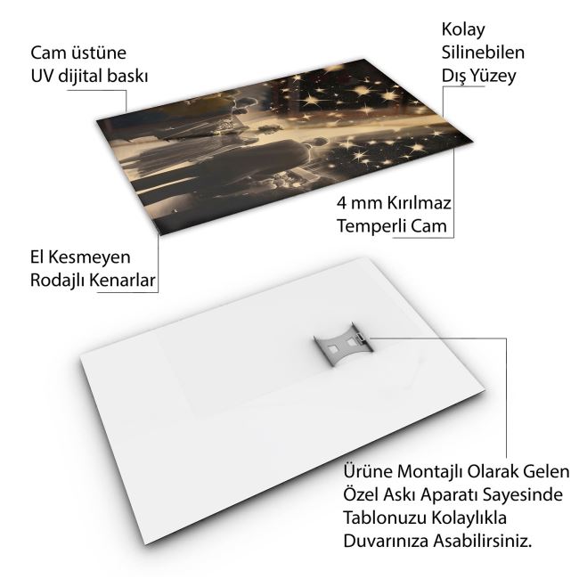 Vintage Cam Tablo - Türkiye Manzaraları - Dikey Motif 01-024 30 x 45