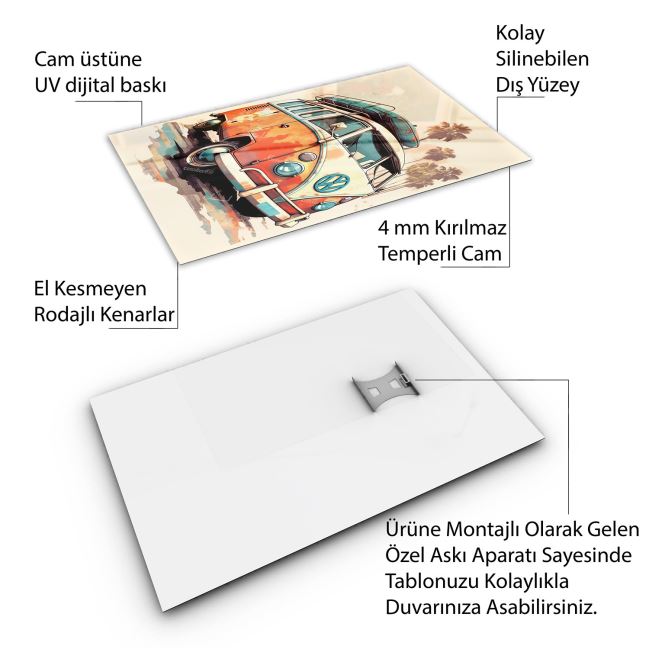 Vintage Cam Tablo - Türkiye Manzaraları - Dikey Motif 01-025 30 x 45