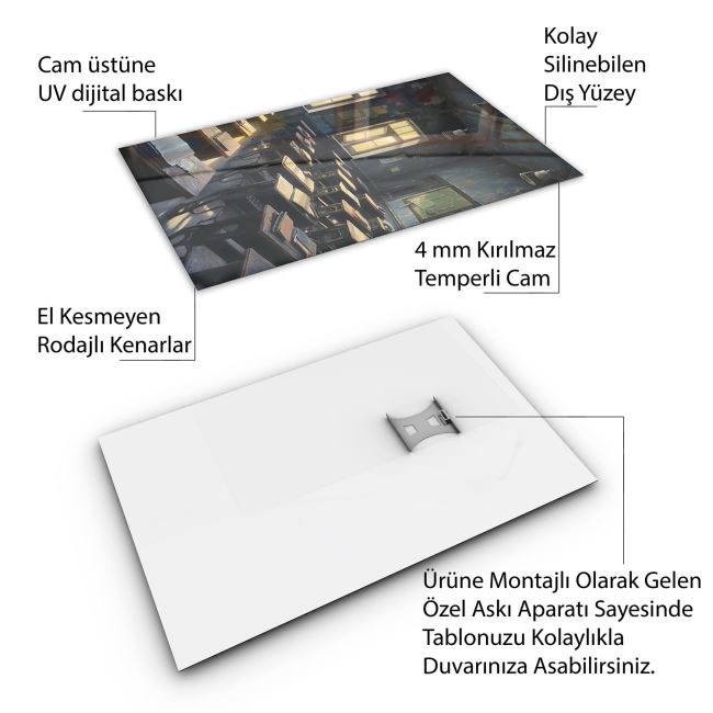 Vintage Cam Tablo - Türkiye Manzaraları - Dikey Motif 01-026 30 x 45