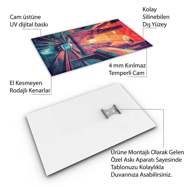 Vintage Cam Tablo - Türkiye Manzaraları - Dikey Motif 01-028 30 x 45