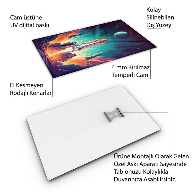 Vintage Cam Tablo - Türkiye Manzaraları - Dikey Motif 01-029 30 x 45