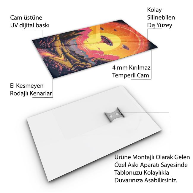 Vintage Cam Tablo - Türkiye Manzaraları - Dikey Motif 01-031 70 x 100