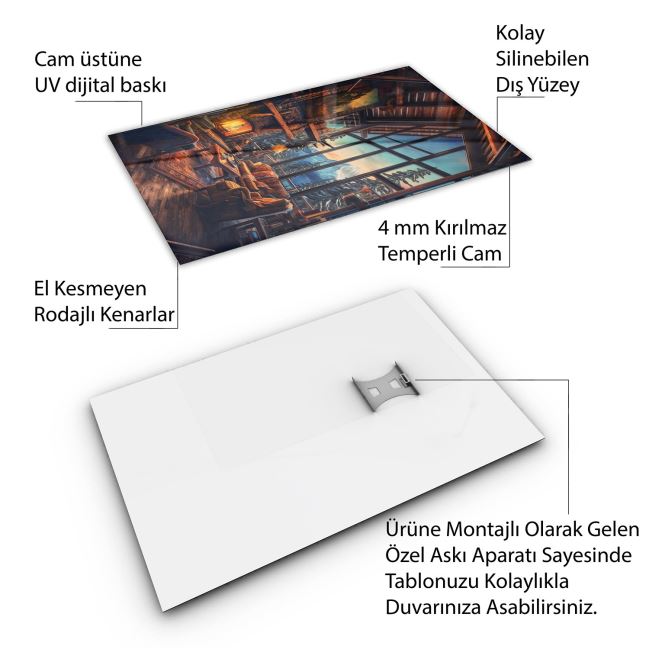 Vintage Cam Tablo - Türkiye Manzaraları - Dikey Motif 01-032 70 x 100