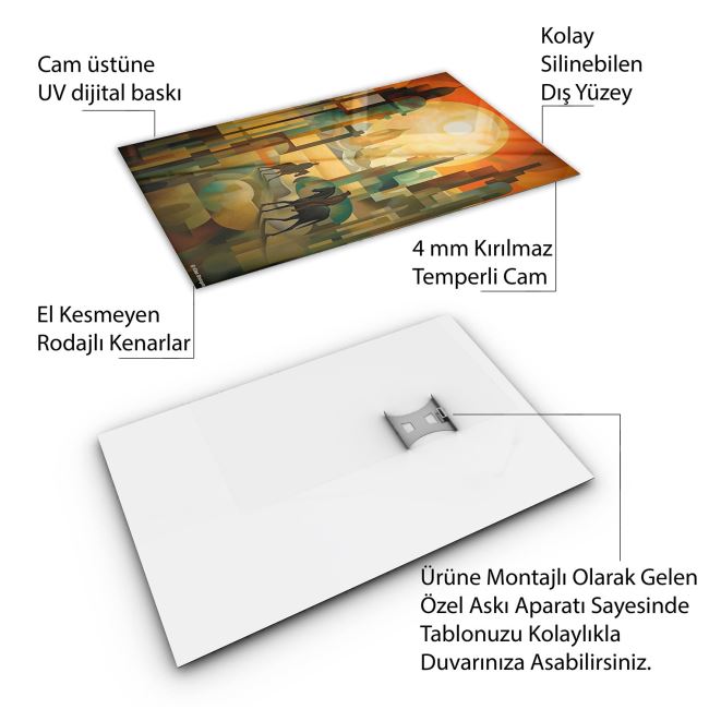 Vintage Cam Tablo - Türkiye Manzaraları - Dikey Motif 01-034 90 x 140