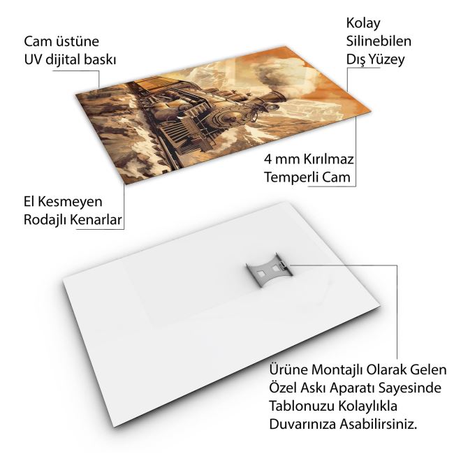 Vintage Cam Tablo - Türkiye Manzaraları - Dikey Motif 01-035 70 x 100