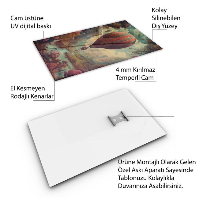 Vintage Cam Tablo - Türkiye Manzaraları - Dikey Motif 01-038 30 x 45