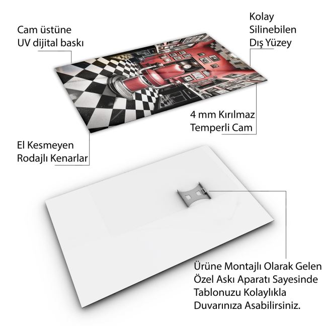 Vintage Cam Tablo - Türkiye Manzaraları - Dikey Motif 01-039 70 x 100