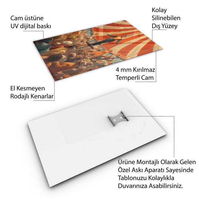 Vintage Cam Tablo - Türkiye Manzaraları - Dikey Motif 01-041 70 x 100