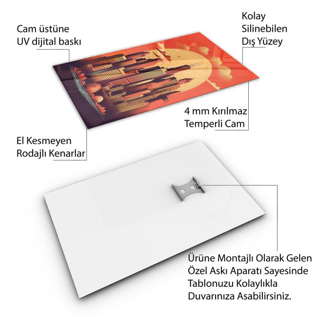 Vintage Cam Tablo - Türkiye Manzaraları - Dikey Motif 01-042 70 x 100