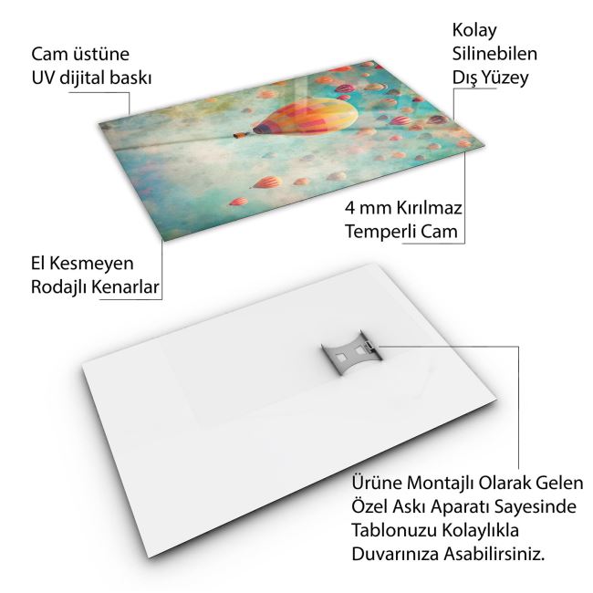 Vintage Cam Tablo - Türkiye Manzaraları - Dikey Motif 01-043 70 x 100