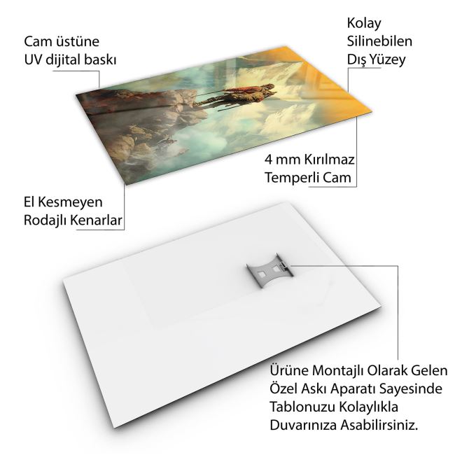 Vintage Cam Tablo - Türkiye Manzaraları - Dikey Motif 01-044 70 x 100