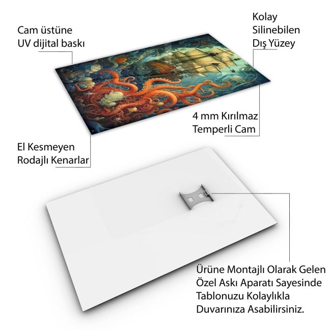 Vintage Cam Tablo - Türkiye Manzaraları - Dikey Motif 01-045 70 x 100