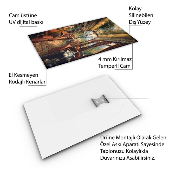 Vintage Cam Tablo - Türkiye Manzaraları - Dikey Motif 01-046 70 x 100