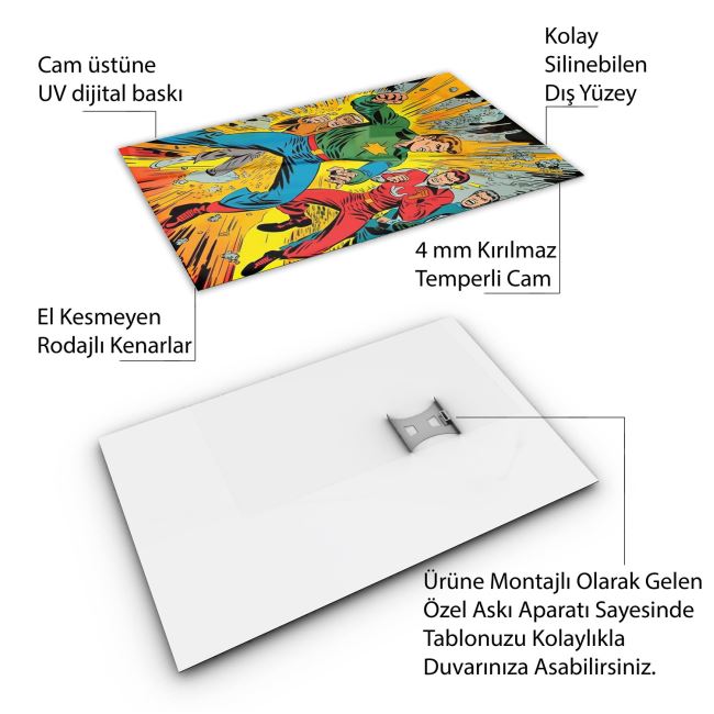 Vintage Cam Tablo - Türkiye Manzaraları - Dikey Motif 01-049 70 x 100
