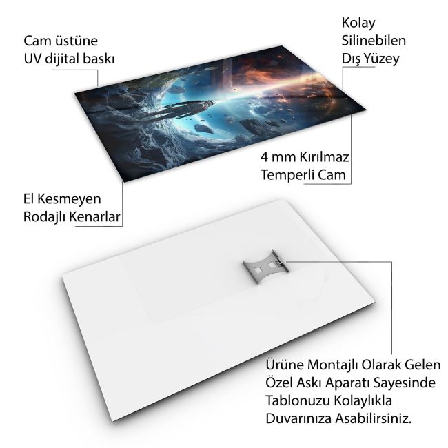 Karışık Duvar Tasarım Cam Tablo - Karisik - Dikey Motif 01-076 70 x 100