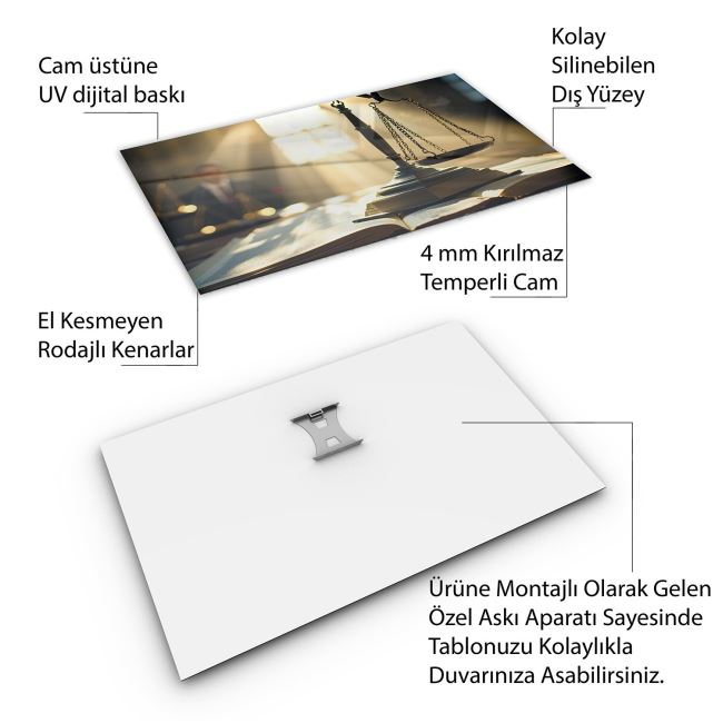 Mesleki Cam Tablo - Hukukçu - Yatay Motif 06-187 70 x 100