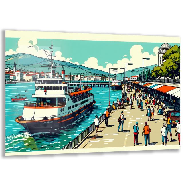 Doğa Manzaralı Cam Tablo - İstanbul - Yatay Motif 02-026 
