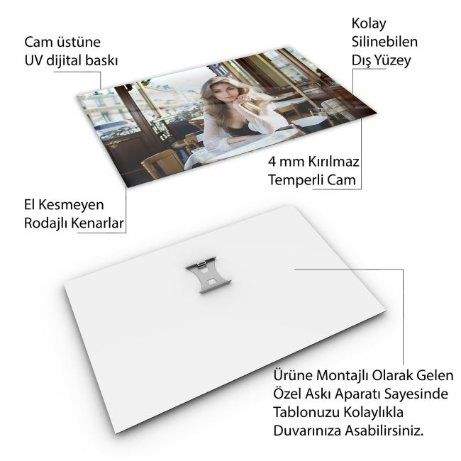 İnsan Cam Tablo - Güzel Kadınlar - Yatay Motif 03-023 