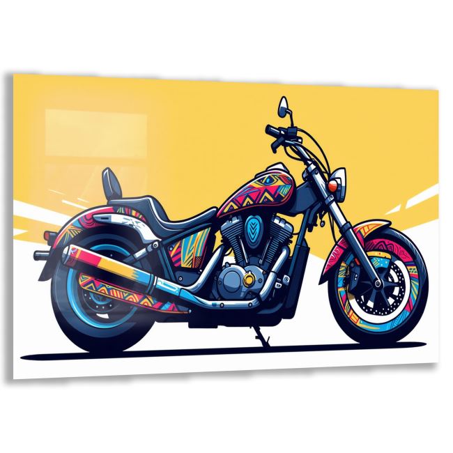 Araçlar Cam Tablo - Motosikletler - Yatay Motif 04-019 