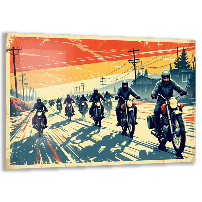 Araçlar Cam Tablo - Motosikletler - Yatay Motif 04-023 
