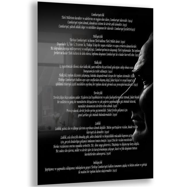 Atatürk Sözleri 1 Cam Tablo - Dikey Motif 02-001 