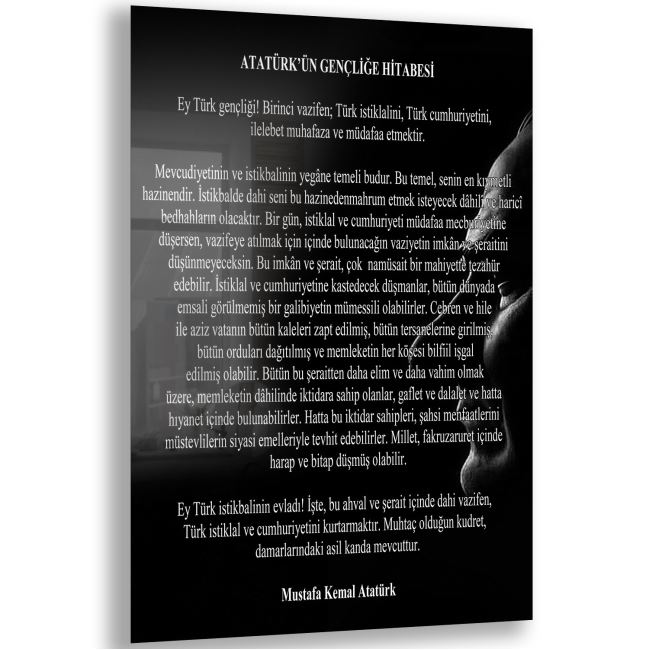 Atatürk Sözleri 1 Cam Tablo - Dikey Motif 02-012 