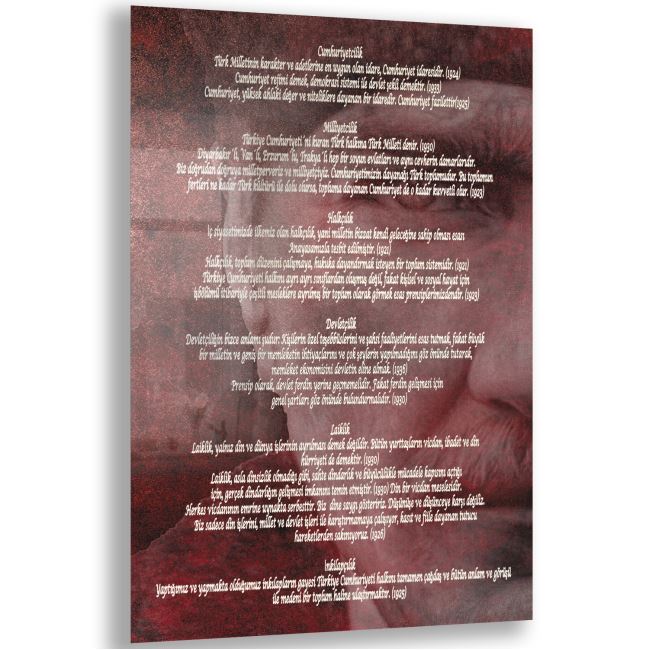 Atatürk Sözleri 2 Cam Tablo - Dikey Motif 02-001 