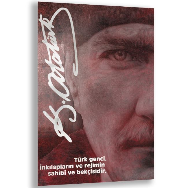 Atatürk Sözleri 2 Cam Tablo - Dikey Motif 02-005 