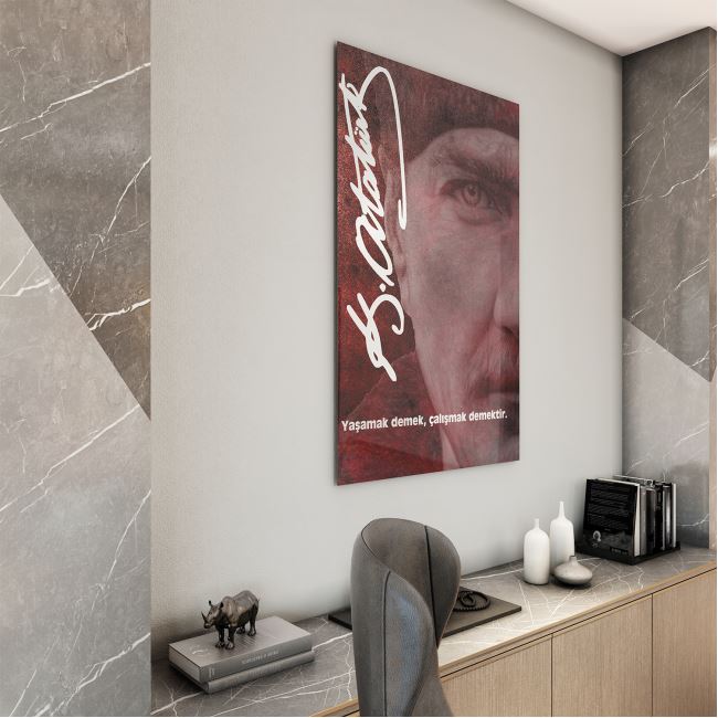 Atatürk Sözleri 2 Cam Tablo - Dikey Motif 02-010 30x45