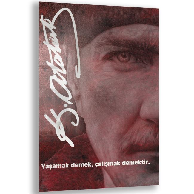 Atatürk Sözleri 2 Cam Tablo - Dikey Motif 02-010 