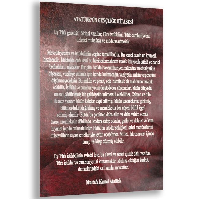 Atatürk Sözleri 2 Cam Tablo - Dikey Motif 02-012 