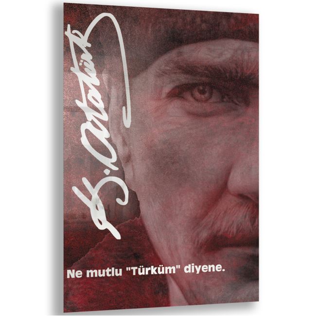 Atatürk Sözleri 2 Cam Tablo - Dikey Motif 02-014 