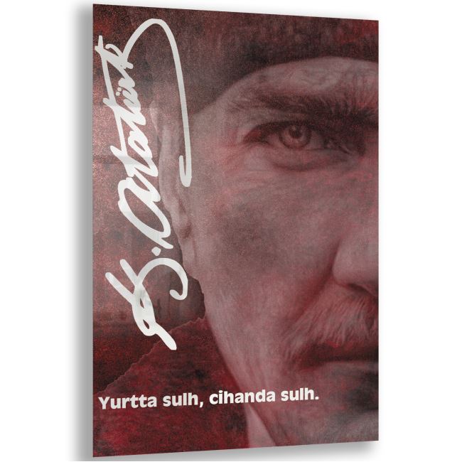 Atatürk Sözleri 2 Cam Tablo - Dikey Motif 02-016 