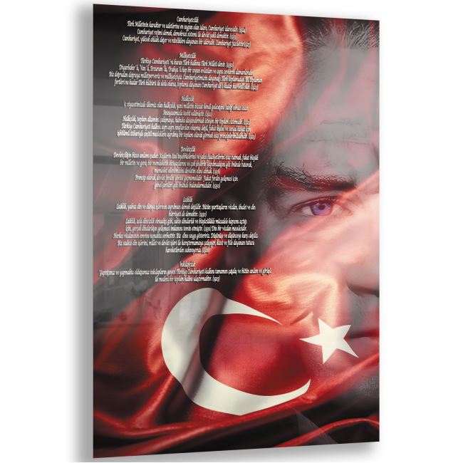 Atatürk Sözleri 3 Cam Tablo - Dikey Motif 02-001 