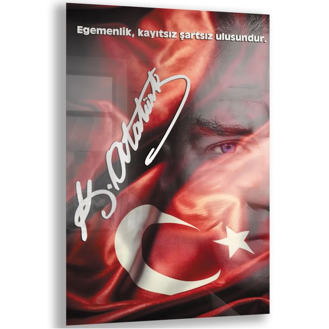 Atatürk Sözleri 3 Cam Tablo - Dikey Motif 02-002 