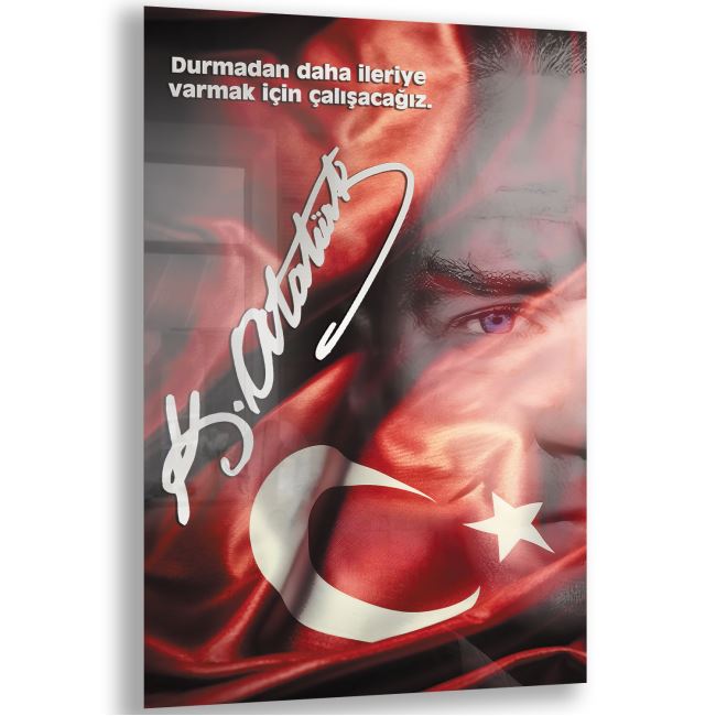Atatürk Sözleri 3 Cam Tablo - Dikey Motif 02-011 