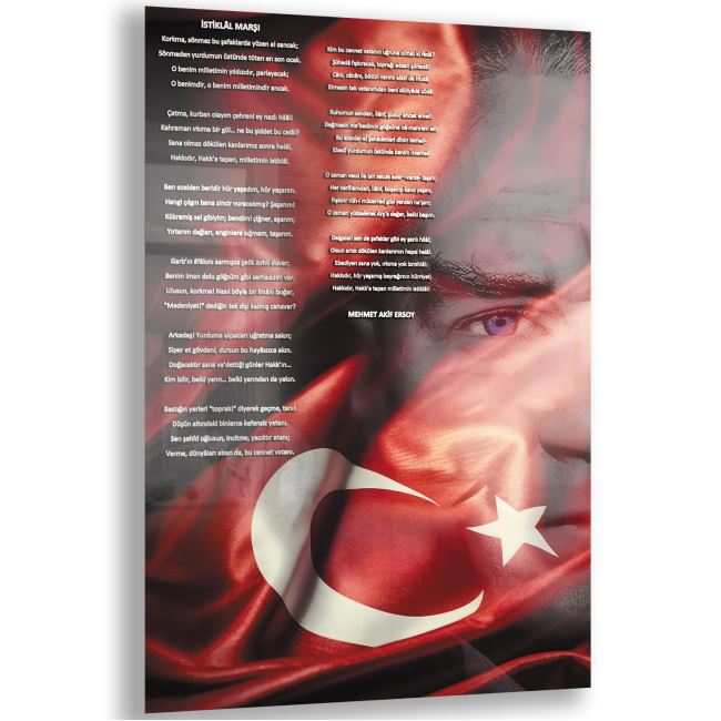 Atatürk Sözleri 3 Cam Tablo - Dikey Motif 02-013 
