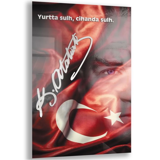 Atatürk Sözleri 3 Cam Tablo - Dikey Motif 02-016 