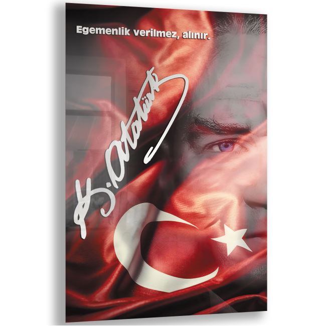 Atatürk Sözleri 3 Cam Tablo - Dikey Motif 02-019 