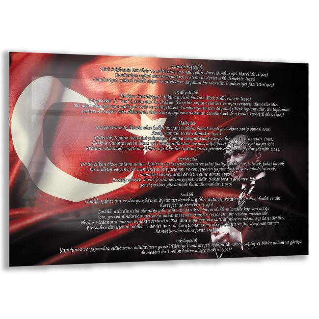 Atatürk Sözleri 4 Cam Tablo - Yatay Motif 01-001 