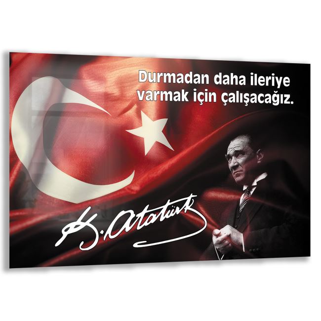 Atatürk Sözleri 4 Cam Tablo - Yatay Motif 01-010 